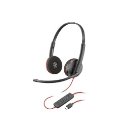 Poly Blackwire 3220 Stereo USB-C Headset +USB-C/A Adapter (Bulk) - Replaces Poly