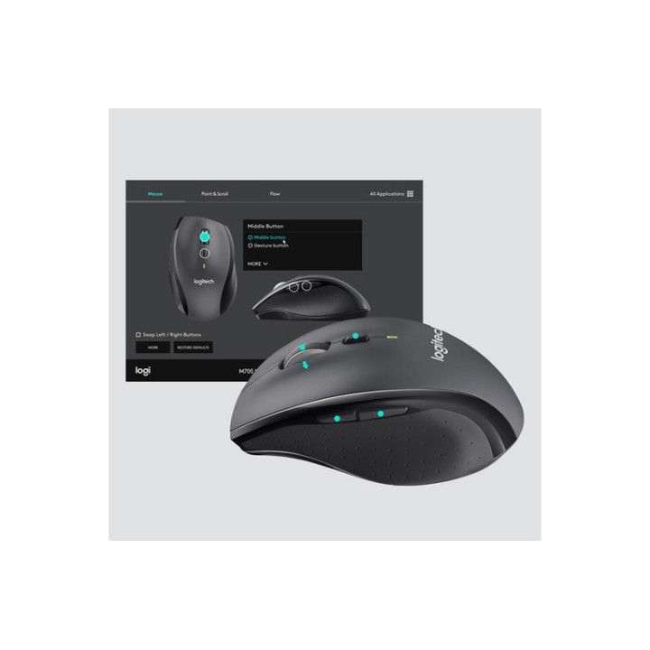 Logitech Mouse Wireless M705 Colore Nero - Tecnologia senza fili avanzata a 2,4