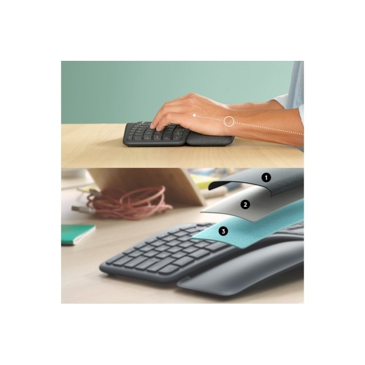 Logitech ERGO K860 - Tastiera - senza fili - 2.4 GHz, Bluetooth 5.0 - QWERTY - U (920-010108)