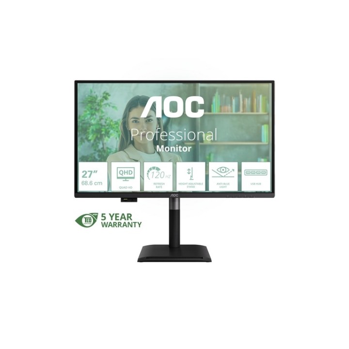 AOC Professional Q27P4U - Monitor a LED - 27" - 2560 x 1440 QHD @ 120 Hz - IPS -