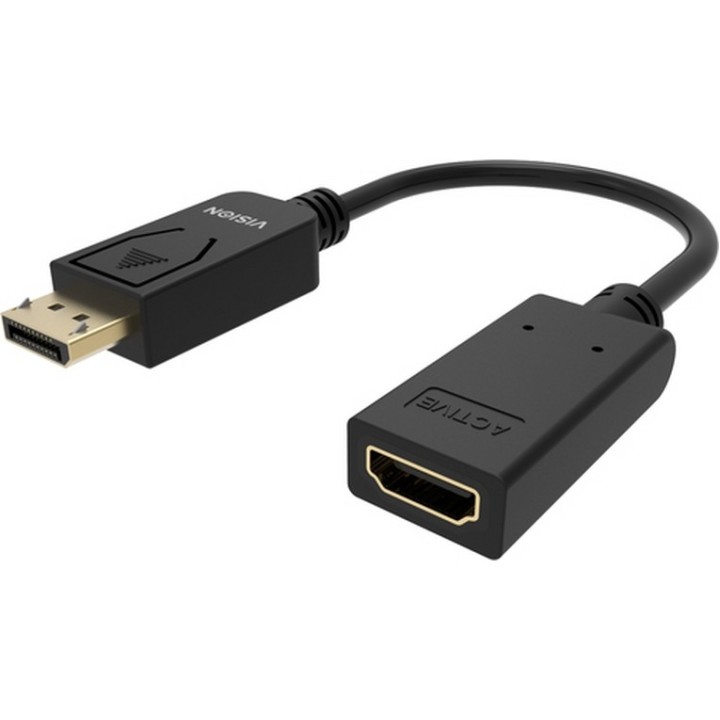 VISION - Adattatore video - DisplayPort maschio a HDMI femmina - nero - supporta