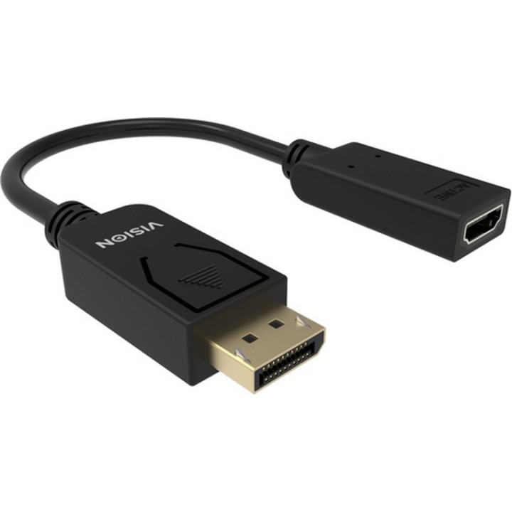 VISION - Adattatore video - DisplayPort maschio a HDMI femmina - nero - supporta