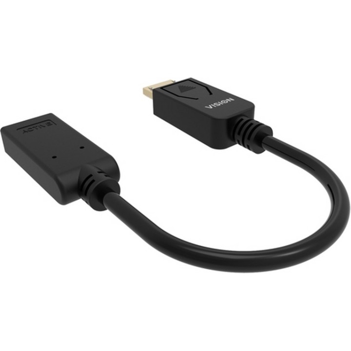 VISION - Adattatore video - DisplayPort maschio a HDMI femmina - nero - supporta