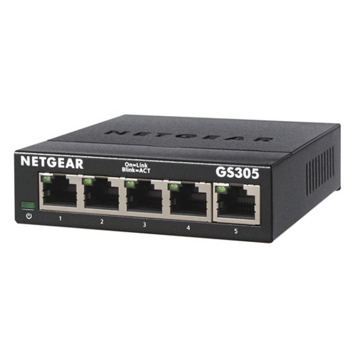 NETGEAR GS305 - Switch - unmanaged - 5 x 10/100/1000 - desktop, montaggio a pare (GS305-300PES)