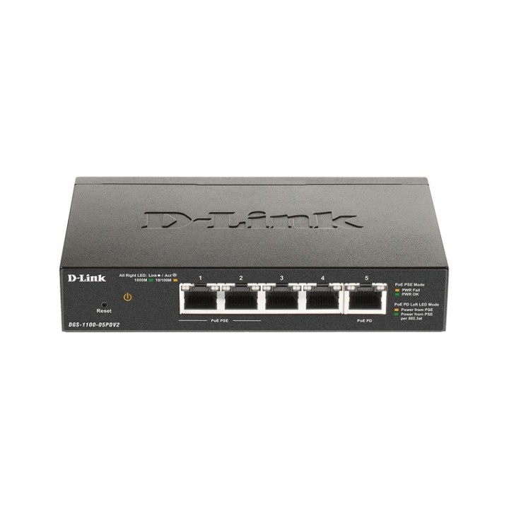 D-Link DGS 1100-05PDV2 - Switch - intelligente - 5 x 10/100/1000 (2 PoE) - deskt