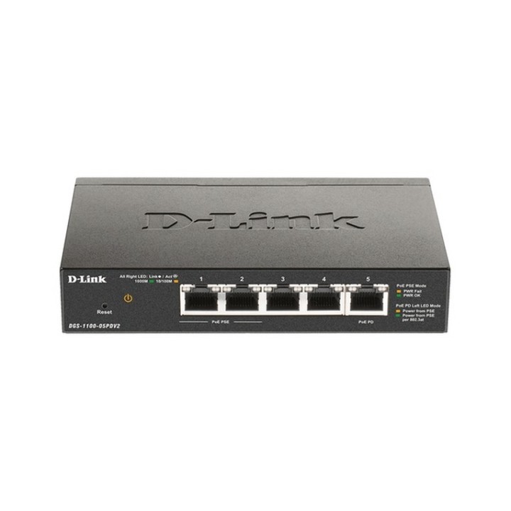 D-Link DGS 1100-05PDV2 - Switch - intelligente - 5 x 10/100/1000 (2 PoE) - deskt