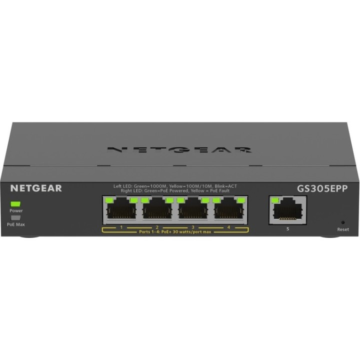 NETGEAR Plus GS305EPP - Switch - intelligente - 5 x 10/100/1000 (4 PoE+) - deskt (GS305EPP-100PES)