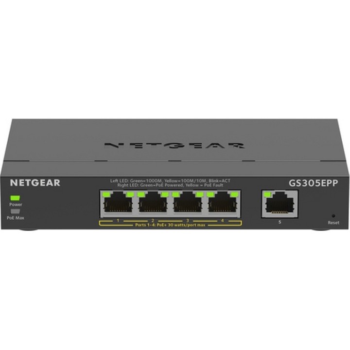 NETGEAR Plus GS305EPP - Switch - intelligente - 5 x 10/100/1000 (4 PoE+) - deskt (GS305EPP-100PES)