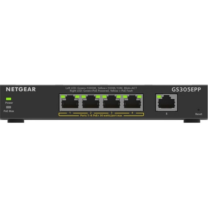 NETGEAR Plus GS305EPP - Switch - intelligente - 5 x 10/100/1000 (4 PoE+) - deskt (GS305EPP-100PES)