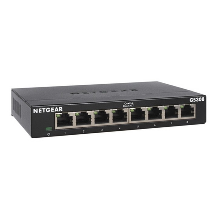 NETGEAR GS308v3 - Switch - unmanaged - 8 x 10/100/1000 - desktop, montaggio a pa