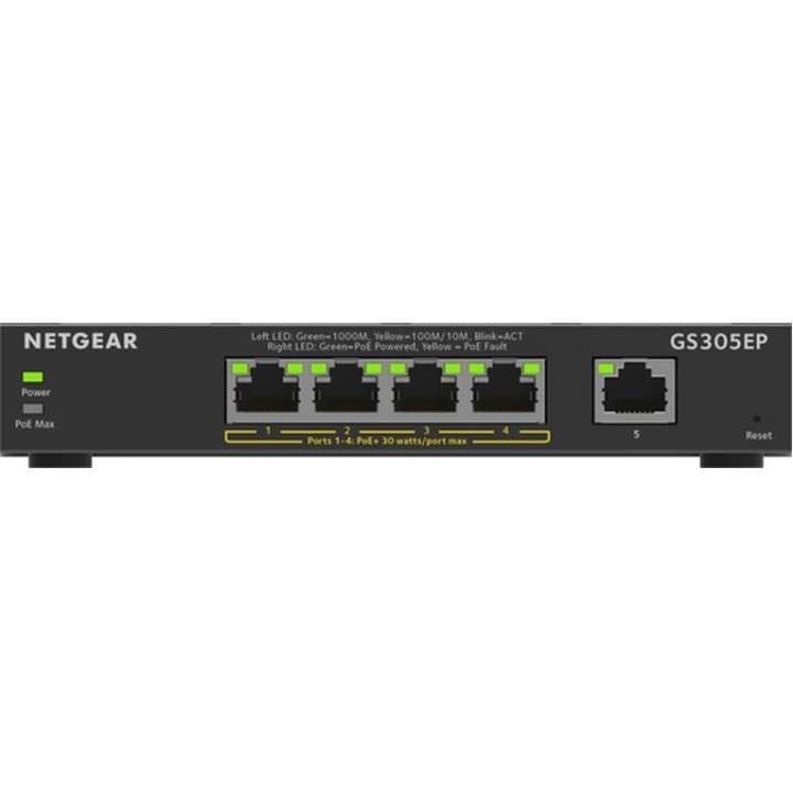 NETGEAR Plus GS305EP - Switch - intelligente - 5 x 10/100/1000 (4 PoE+) - deskto (GS305EP-100PES)