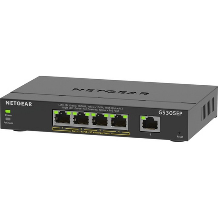 NETGEAR Plus GS305EP - Switch - intelligente - 5 x 10/100/1000 (4 PoE+) - deskto (GS305EP-100PES)
