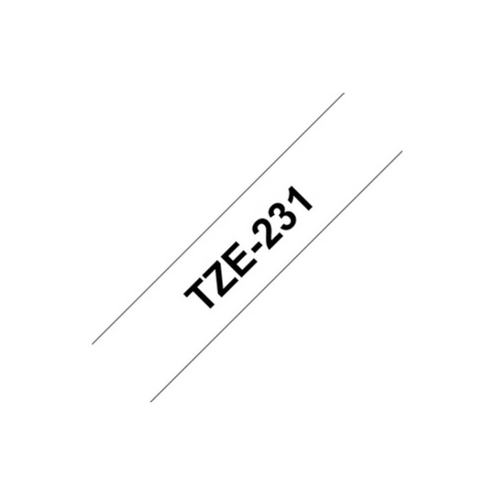 Brother TZe-231 - Adesivo standard - nero su bianco - Rotolo (1,2 cm x 8 m) 1 ca (TZE231)