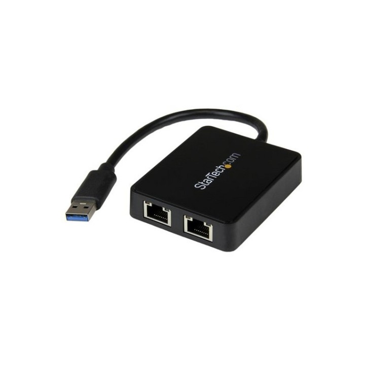 Startech Adattatore USB 3.0 a doppia porta RJ45 con porta USB integrata - Scheda (USB32000SPT)