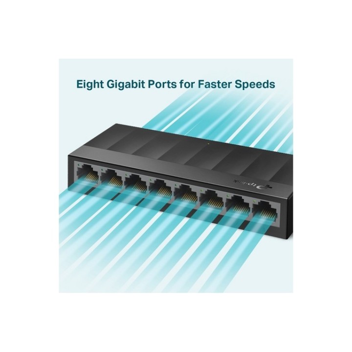 TP-Link LiteWave LS1008G - Switch - unmanaged - 8 x 10/100/1000 - desktop, monta (LS1008G)