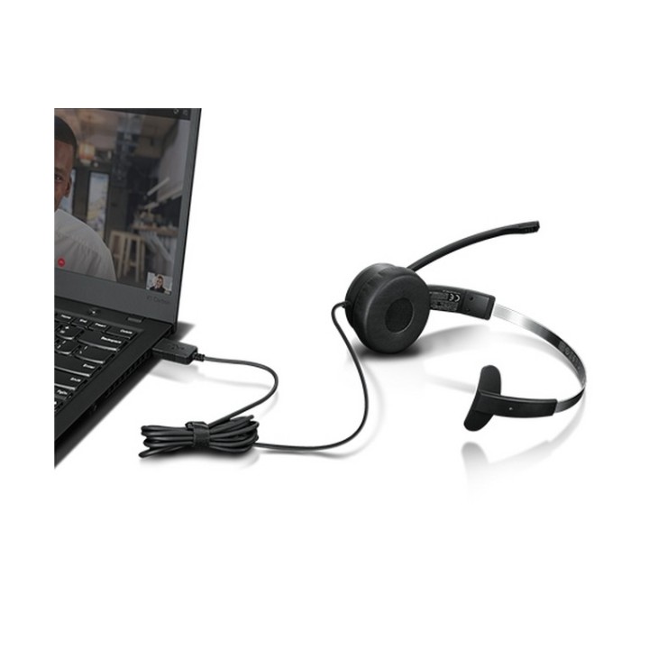 Lenovo 100 - Cuffie con microfono - over ear - cablato - USB-A - nero (4XD1B61617)