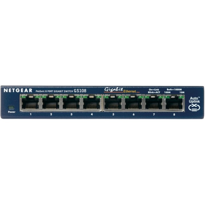 Switch Unmanaged 8 porte 1G ProSafe Switch 8 porte 1000Base-T - alimentatore est (GS108GE) - NETGEAR