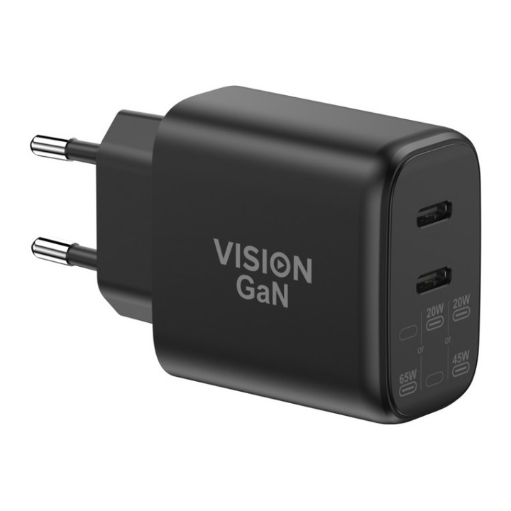 Vision - Alimentatore - 65 watt - 3.25 A - 2 connettori di uscita (2 x USB-C) -