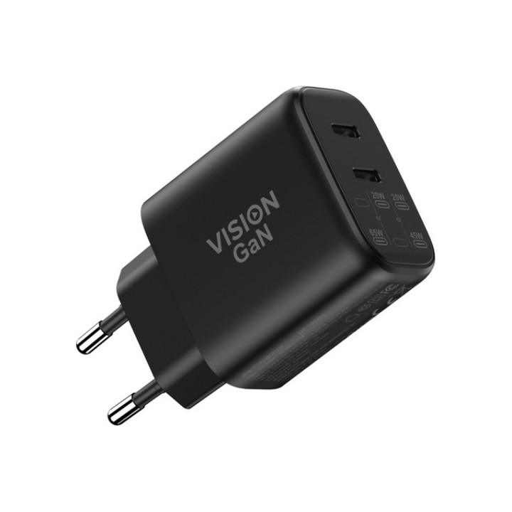 Vision - Alimentatore - 65 watt - 3.25 A - 2 connettori di uscita (2 x USB-C) -