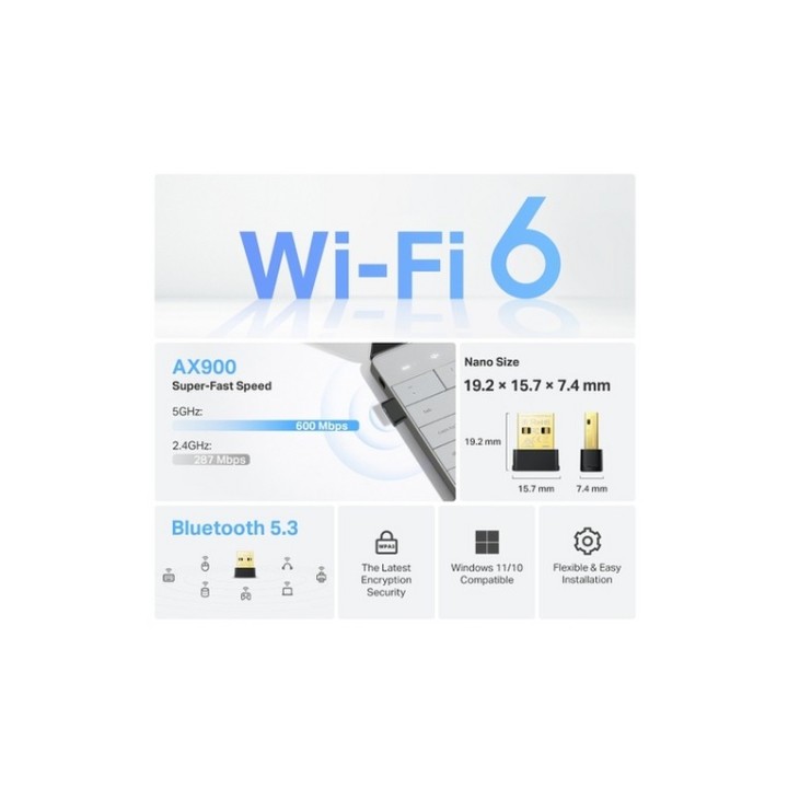 TP-Link Archer TX10UB Nano V1 - Adattatore di rete - USB 2.0 - Wi-Fi 5, Wi-Fi 6, (ARCHER TX10UB NANO)