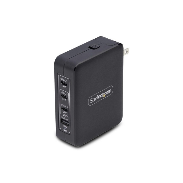 Startech 140W USB-C Wall Charger, USB-C/USB-A, PD GaN Power Adapter - Alimentato