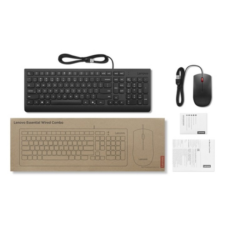 Lenovo Essential Wired Combo - Set mouse e tastiera - USB - QWERTY - Statunitens (4X31R64439)