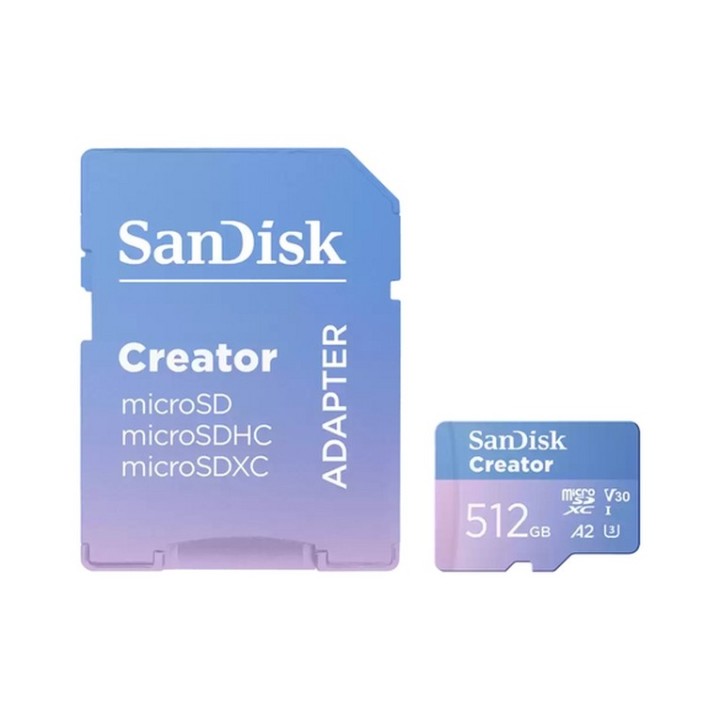 SanDisk Creator - Scheda di memoria flash (adattatore da microSDXC a SD in dotaz (SDSQXAV-512G-GN6MS)
