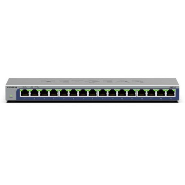 NETGEAR GS116v3 - Switch - unmanaged - 16 x 10/100/1000 - desktop, montaggio a p (GS116-300EUS)