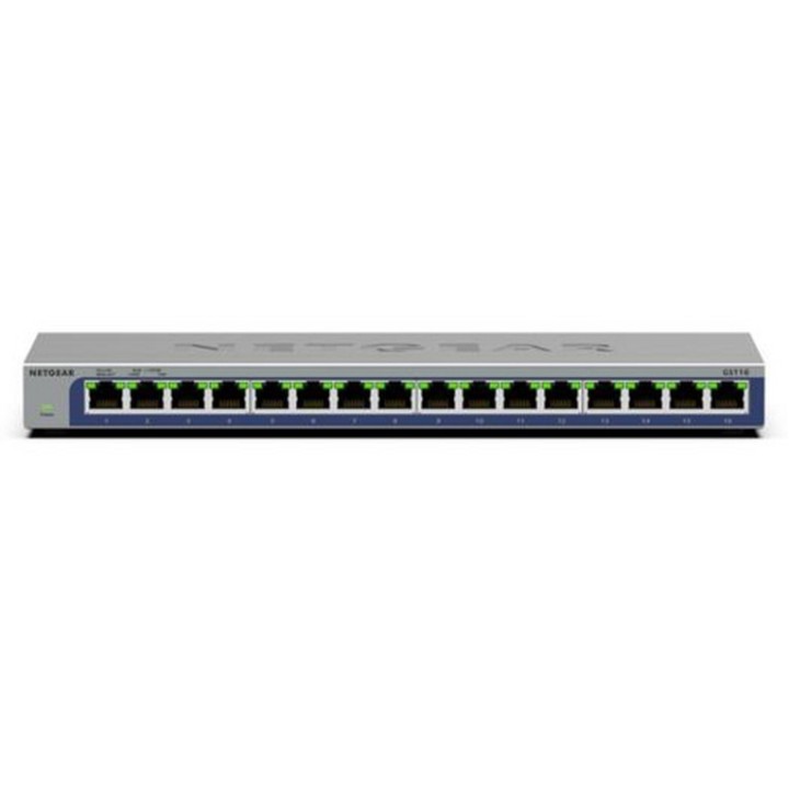 NETGEAR GS116v3 - Switch - unmanaged - 16 x 10/100/1000 - desktop, montaggio a p (GS116-300EUS)