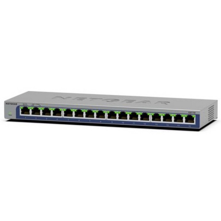 NETGEAR GS116v3 - Switch - unmanaged - 16 x 10/100/1000 - desktop, montaggio a p (GS116-300EUS)