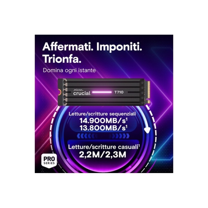 Crucial T710 - SSD - crittografato - 1 TB - interno - M.2 2280 - PCI Express 5.0 (CT1000T710SSD5) - MICRON