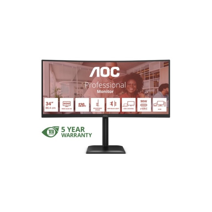 AOC CU34E4CV - Monitor a LED - curvato - USB - 34" - 3440 x 1440 UWQHD @ 120 Hz (CU34E4CV)