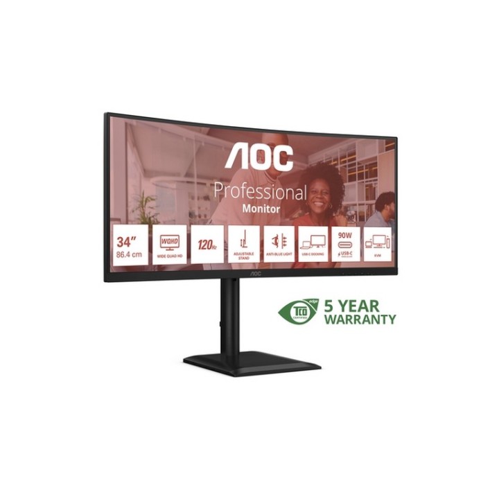 AOC CU34E4CV - Monitor a LED - curvato - USB - 34" - 3440 x 1440 UWQHD @ 120 Hz (CU34E4CV)