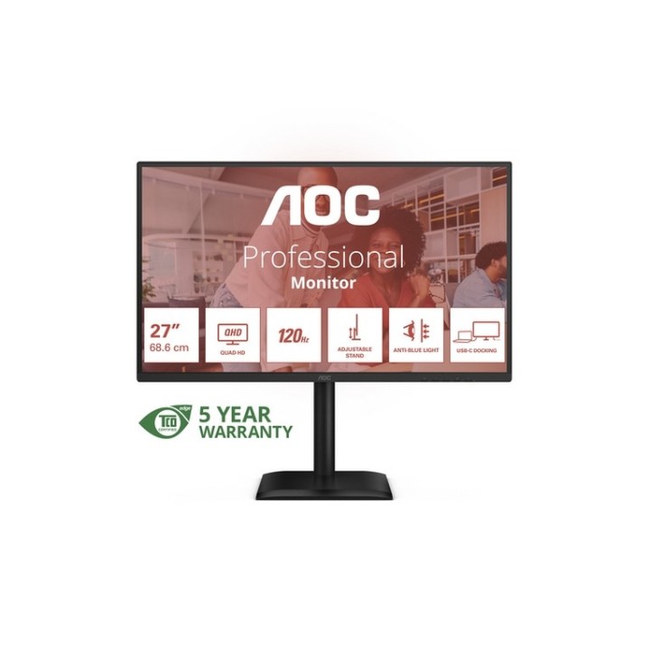 AOC Q27E4CV - Monitor a LED - 27" - 2560 x 1440 QHD @ 120 Hz - IPS - 350 cd/m² - (Q27E4CV)