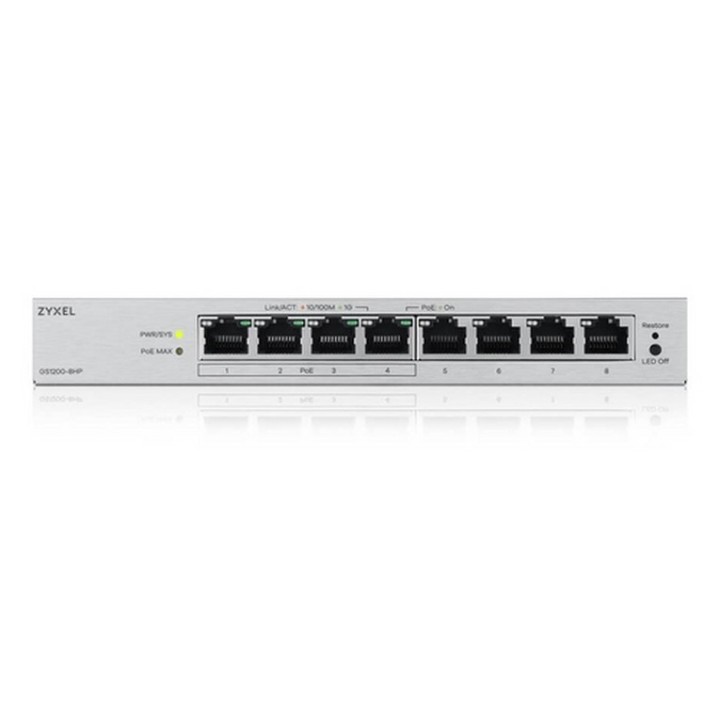 Zyxel GS1200v3 Series GS1200-8HPv3 - Switch - gestito - 8 x 10/100/1000 (4 PoE+)