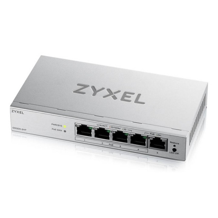 Zyxel GS1200v3 Series GS1200-5HPv3 - Switch - gestito - 5 x 10/100/1000 - deskto