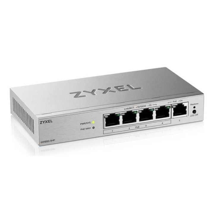 Zyxel GS1200v3 Series GS1200-5HPv3 - Switch - gestito - 5 x 10/100/1000 - deskto
