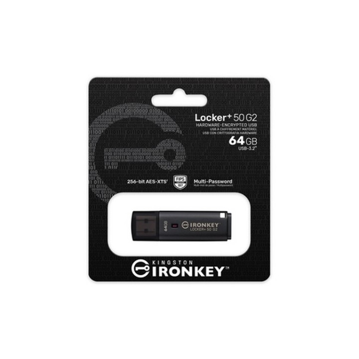 Kingston IronKey Locker+ 50 G2 - Chiavetta USB - crittografato - 64 GB - USB 3.2