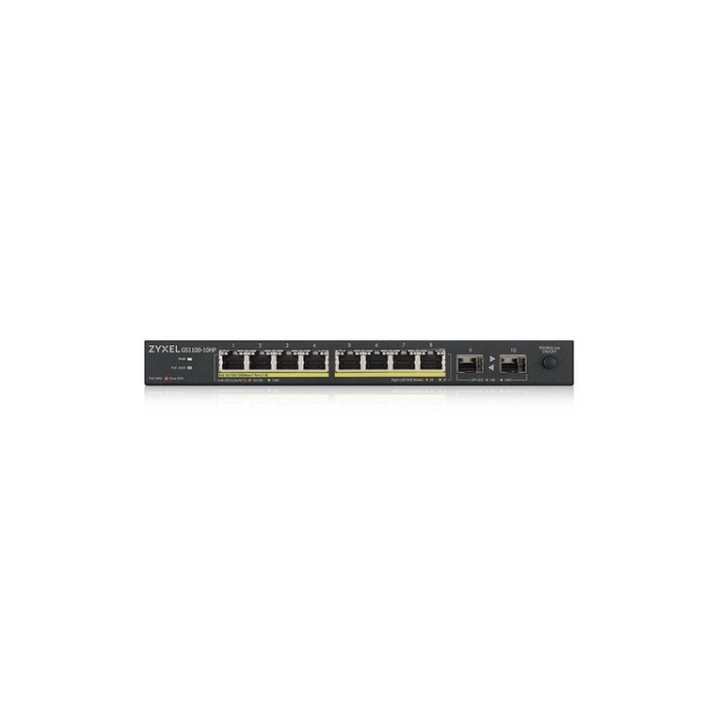 Zyxel GS1100-10HP - Switch - unmanaged - 8 x 10/100/1000 (PoE+) + 2 x Gigabit SF (GS1100-10HP-EU0102F)