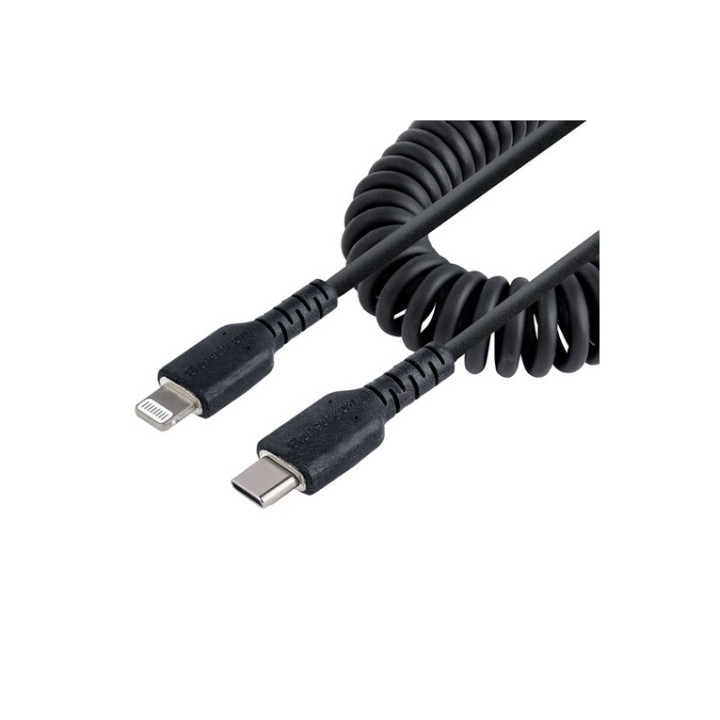 StarTech.com Cavo Lightning a USB-C Spiralato da 1m Certificato MFi, Cavetto iPh