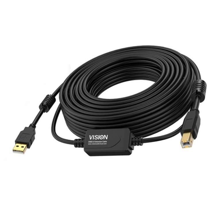 Vision - Cavo USB - USB (M) a USB Tipo B (M) - USB 2.0 - 10 m - booster attivo i (TC 10MUSB+/BL/2)