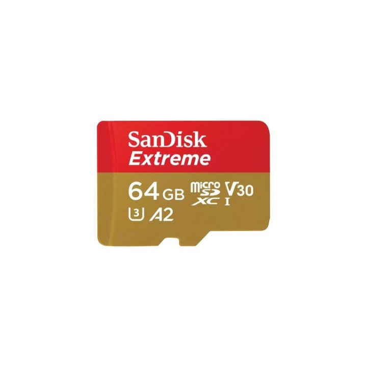 SanDisk Extreme - Scheda di memoria flash (adattatore da microSDXC a SD in dotaz (SDSQXAH-064G-GN6MA)