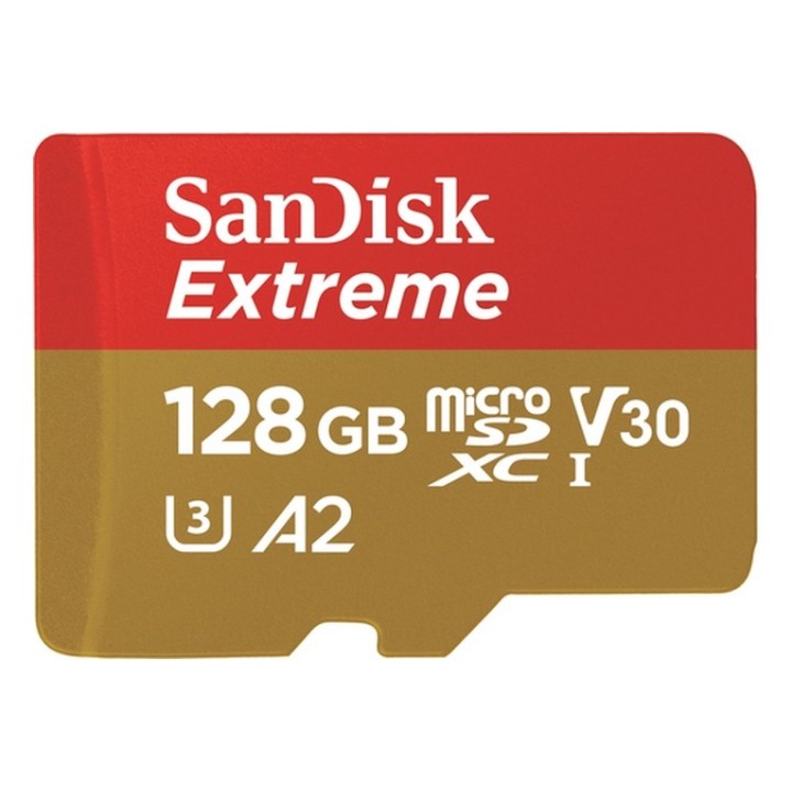 SanDisk Extreme - Scheda di memoria flash (adattatore da microSDXC a SD in dotaz (SDSQXAA-128G-GN6AA)