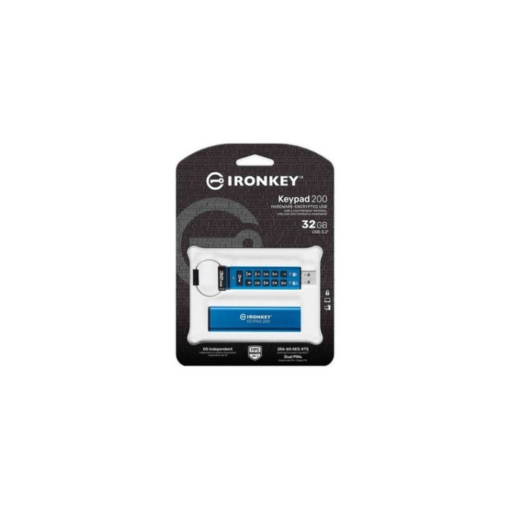 Kingston IronKey Keypad 200 - Chiavetta USB - crittografato - FIPS 140-3 Level 3 (IKKP200/32GB)