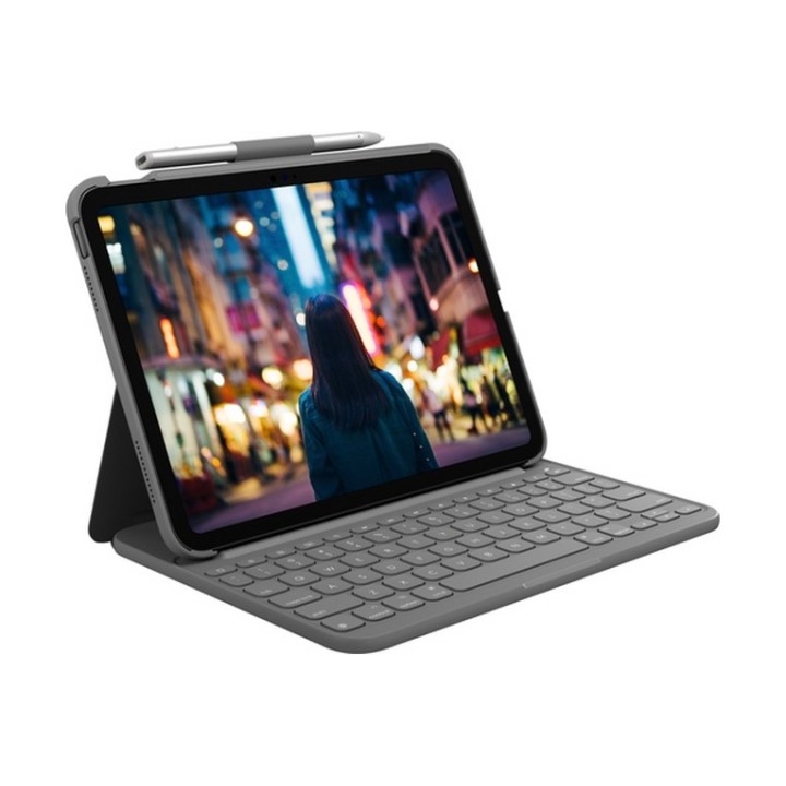 Logitech Slim Folio - Custodia tastiera e carta - senza fili - Bluetooth LE - QW