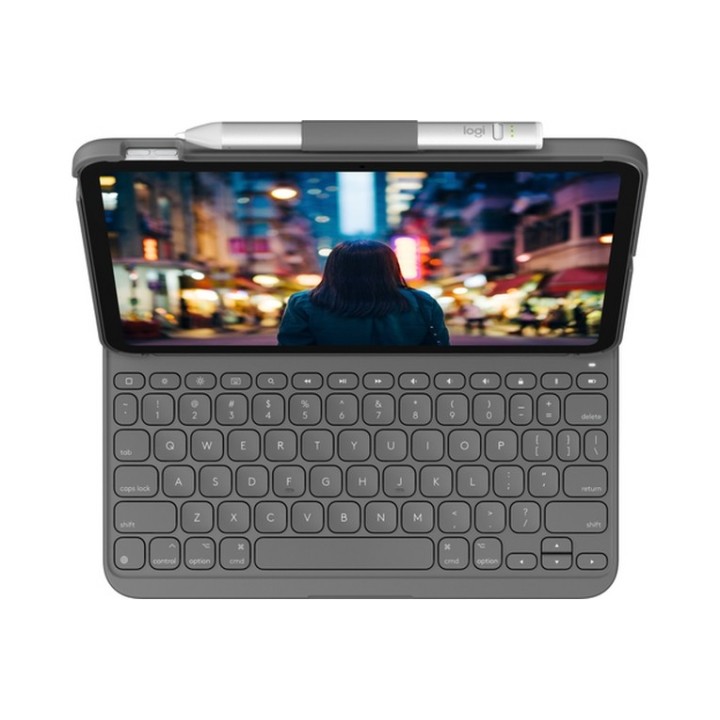 Logitech Slim Folio - Custodia tastiera e carta - senza fili - Bluetooth LE - QW