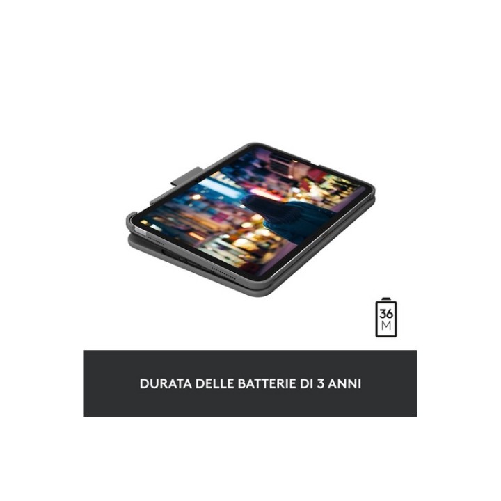Logitech Slim Folio - Custodia tastiera e carta - senza fili - Bluetooth LE - QW