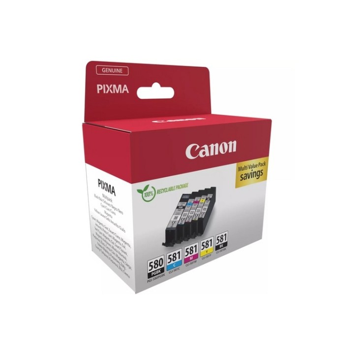 Canon PGI-580/CLI-581 PGBK/C/M/Y/BK Multi Pack - Confezione da 5 - pigmento nero