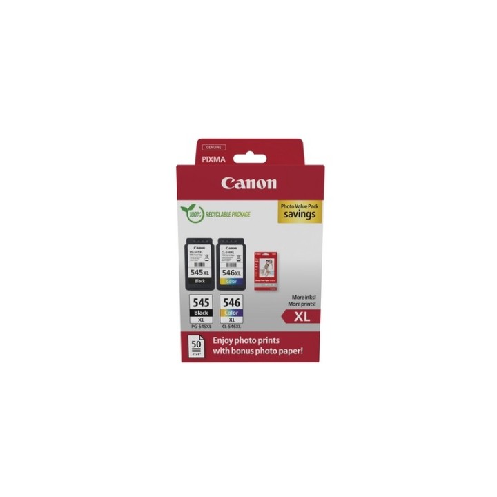 Canon PG-545XL/CL-546XL Photo Paper Value Pack - Confezione da 2 - Alta resa - n