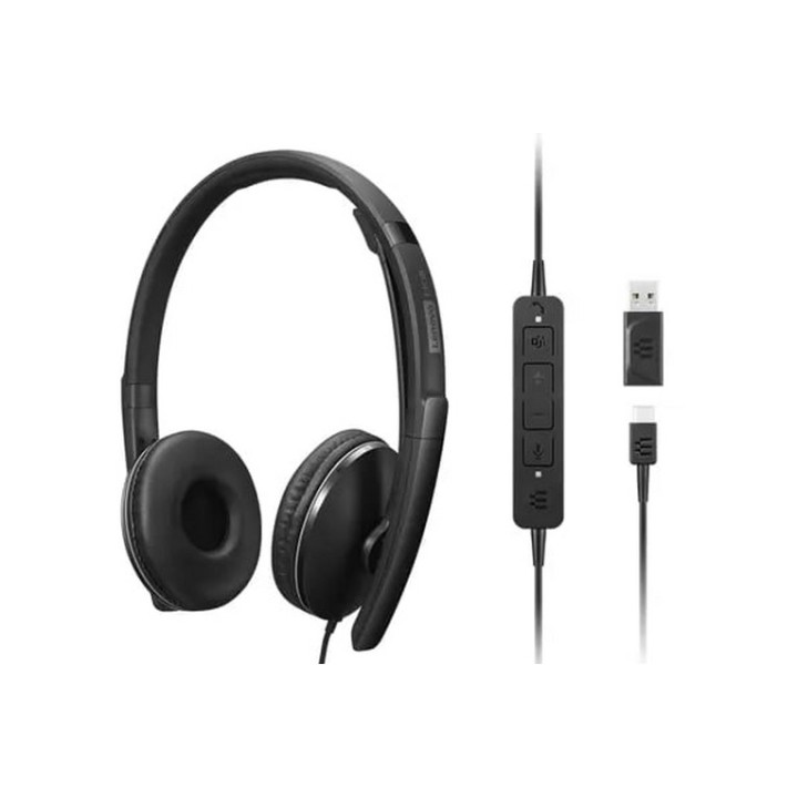 Lenovo Gen 2 - Cuffie con microfono - over ear - cablato - USB-C - nero - Certif